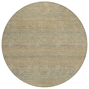 HomeRoots 5' Modern Beige and Taupe Striped Washable Area Rug for Indoor and Outdoor Spaces, Durable Design 8' Round 615652