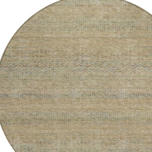 HomeRoots 5' Modern Beige and Taupe Striped Washable Area Rug for Indoor and Outdoor Spaces, Durable Design 8' Round 615652