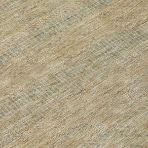 HomeRoots 5' Modern Beige and Taupe Striped Washable Area Rug for Indoor and Outdoor Spaces, Durable Design 8' Round 615652