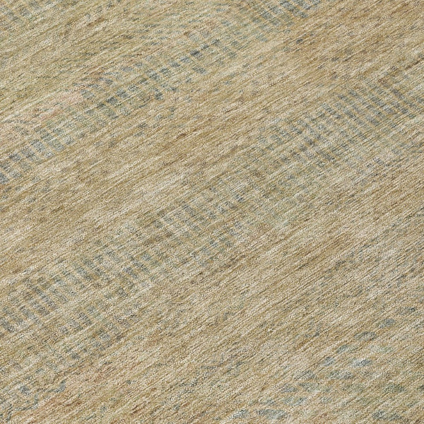 HomeRoots 5' Modern Beige and Taupe Striped Washable Area Rug for Indoor and Outdoor Spaces, Durable Design 8' Round 615652