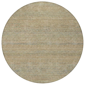HomeRoots 5' Modern Beige and Taupe Striped Washable Area Rug for Indoor and Outdoor Spaces, Durable Design 8' Round 615652