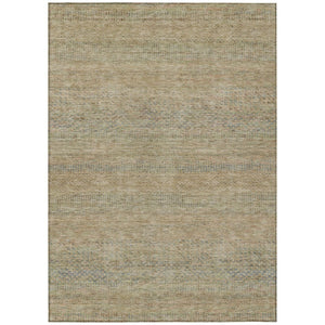 HomeRoots 5' Modern Beige and Taupe Striped Washable Area Rug for Indoor and Outdoor Spaces, Durable Design 8' X 10' 615653