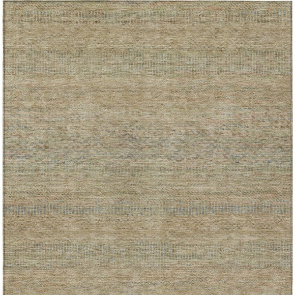 HomeRoots 5' Modern Beige and Taupe Striped Washable Area Rug for Indoor and Outdoor Spaces, Durable Design 9' X 12' 615654
