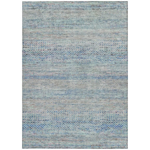 HomeRoots 5' Blue and Charcoal Striped Washable Area Rug for Indoor and Outdoor Spaces - Durable & Stylish 5' X 8' 615657