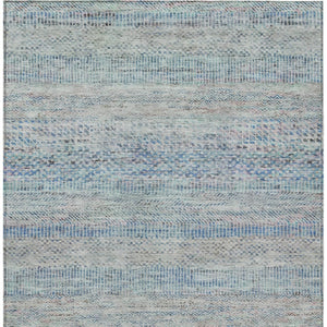 HomeRoots 5' Blue and Charcoal Striped Washable Area Rug for Indoor and Outdoor Spaces - Durable & Stylish 5' X 8' 615657