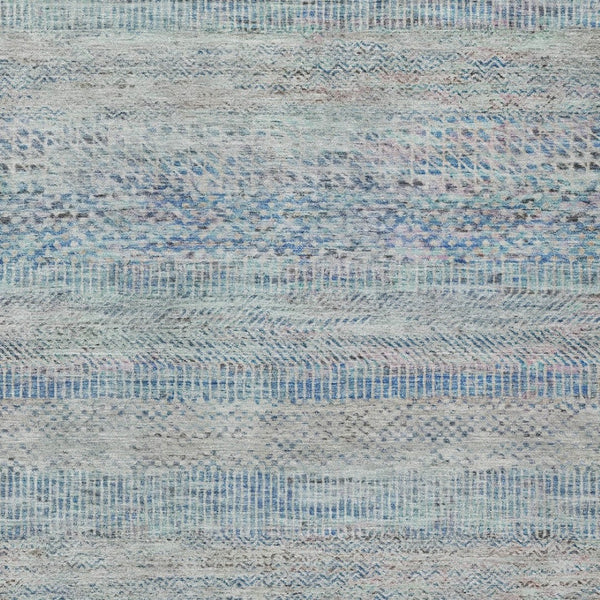HomeRoots 5' Blue and Charcoal Striped Washable Area Rug for Indoor and Outdoor Spaces - Durable & Stylish 8' X 10' 615659