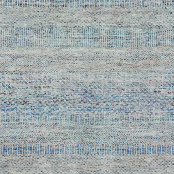 HomeRoots 5' Blue and Charcoal Striped Washable Area Rug for Indoor and Outdoor Spaces - Durable & Stylish 9' X 12' 615660