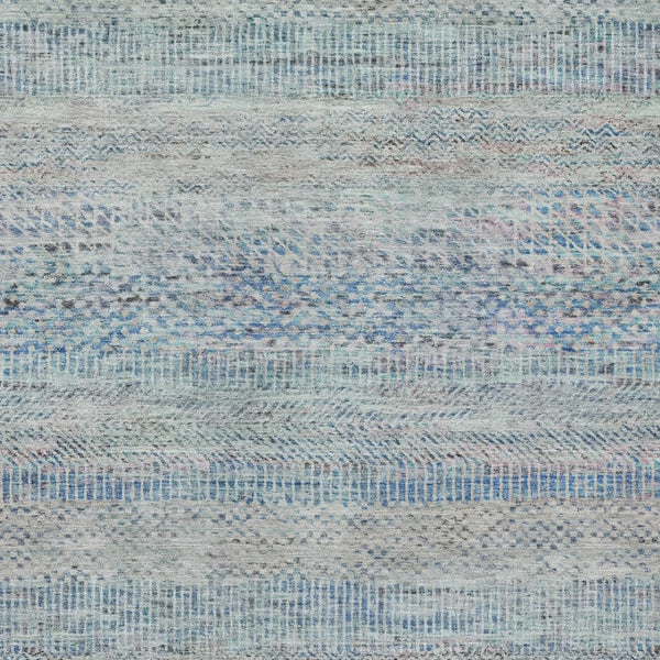 HomeRoots 5' Blue and Charcoal Striped Washable Area Rug for Indoor and Outdoor Spaces - Durable & Stylish 10' X 14' 615661