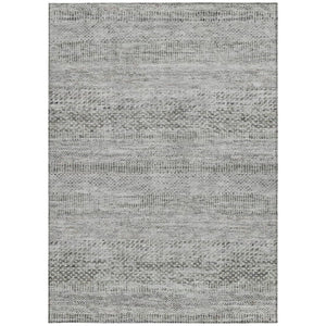 HomeRoots 5' Stylish Gray and Charcoal Striped Washable Area Rug for Indoor and Outdoor High-Traffic Areas 5' X 8' 615663