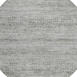 HomeRoots 5' Stylish Gray and Charcoal Striped Washable Area Rug for Indoor and Outdoor High-Traffic Areas 8' Round 615664