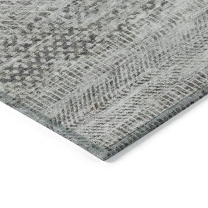 HomeRoots 5' Stylish Gray and Charcoal Striped Washable Area Rug for Indoor and Outdoor High-Traffic Areas 8' X 10' 615665