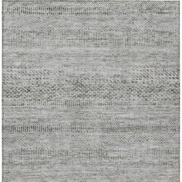 HomeRoots 5' Stylish Gray and Charcoal Striped Washable Area Rug for Indoor and Outdoor High-Traffic Areas 9' X 12' 615666