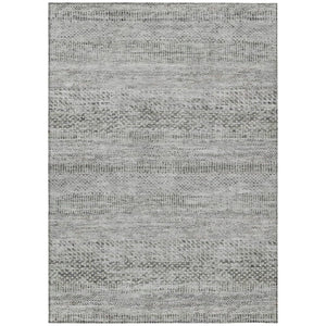 HomeRoots 5' Stylish Gray and Charcoal Striped Washable Area Rug for Indoor and Outdoor High-Traffic Areas 9' X 12' 615666