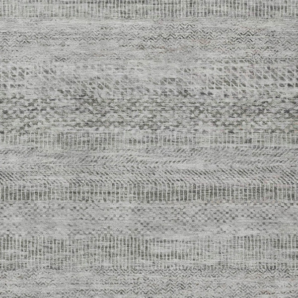 HomeRoots 5' Stylish Gray and Charcoal Striped Washable Area Rug for Indoor and Outdoor High-Traffic Areas 9' X 12' 615666