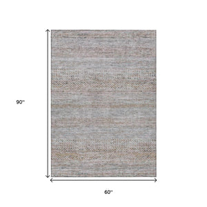 HomeRoots 5' Linen and Gray Striped Area Rug - Stylish, Washable, Durable for Indoor and Outdoor Spaces 5' X 8' 615669