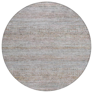 HomeRoots 5' Linen and Gray Striped Area Rug - Stylish, Washable, Durable for Indoor and Outdoor Spaces 8' Round 615670