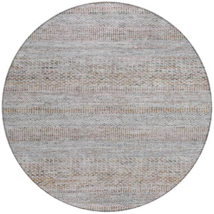 HomeRoots 5' Linen and Gray Striped Area Rug - Stylish, Washable, Durable for Indoor and Outdoor Spaces 8' Round 615670