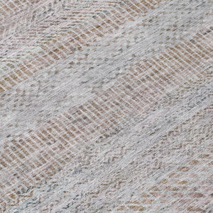 HomeRoots 5' Linen and Gray Striped Area Rug - Stylish, Washable, Durable for Indoor and Outdoor Spaces 8' Round 615670