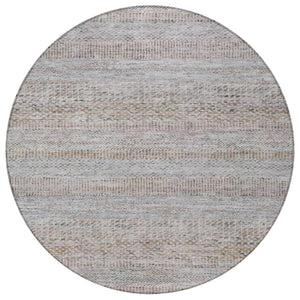 HomeRoots 5' Linen and Gray Striped Area Rug - Stylish, Washable, Durable for Indoor and Outdoor Spaces 8' Round 615670