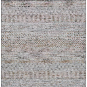 HomeRoots 5' Linen and Gray Striped Area Rug - Stylish, Washable, Durable for Indoor and Outdoor Spaces 9' X 12' 615672