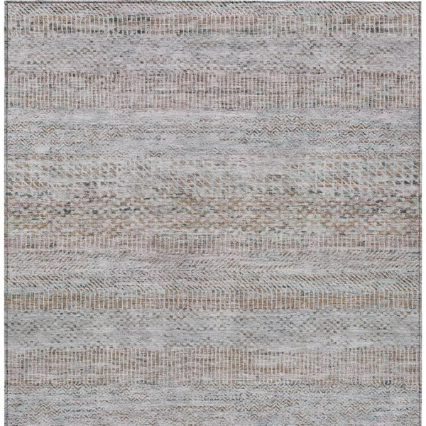 HomeRoots 5' Linen and Gray Striped Area Rug - Stylish, Washable, Durable for Indoor and Outdoor Spaces 9' X 12' 615672