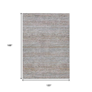 HomeRoots 5' Linen and Gray Striped Area Rug - Stylish, Washable, Durable for Indoor and Outdoor Spaces 10' X 14' 615673