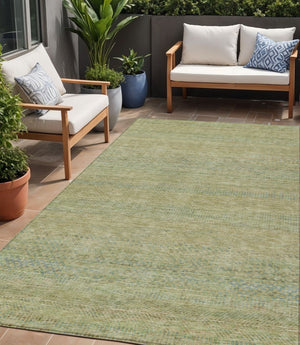 HomeRoots 5' Striped Wheat and Sage Indoor Outdoor Area Rug - Durable, Washable, Perfect for High-Traffic Spaces 5' X 8' 615675