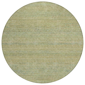 HomeRoots 5' Striped Wheat and Sage Indoor Outdoor Area Rug - Durable, Washable, Perfect for High-Traffic Spaces 8' Round 615676