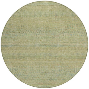 HomeRoots 5' Striped Wheat and Sage Indoor Outdoor Area Rug - Durable, Washable, Perfect for High-Traffic Spaces 8' Round 615676