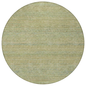 HomeRoots 5' Striped Wheat and Sage Indoor Outdoor Area Rug - Durable, Washable, Perfect for High-Traffic Spaces 8' Round 615676