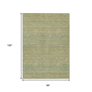 HomeRoots 5' Striped Wheat and Sage Indoor Outdoor Area Rug - Durable, Washable, Perfect for High-Traffic Spaces 8' X 10' 615677