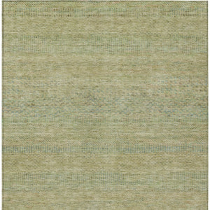 HomeRoots 9' X 12' Wheat and Sage Striped Area Rug - Durable, Washable, Versatile for Indoor and Outdoor Spaces! 615678