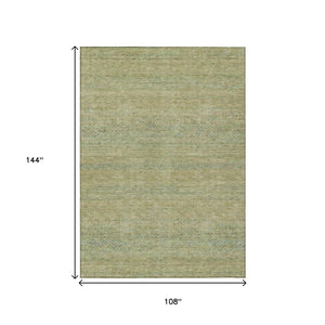 HomeRoots 9' X 12' Wheat and Sage Striped Area Rug - Durable, Washable, Versatile for Indoor and Outdoor Spaces! 615678