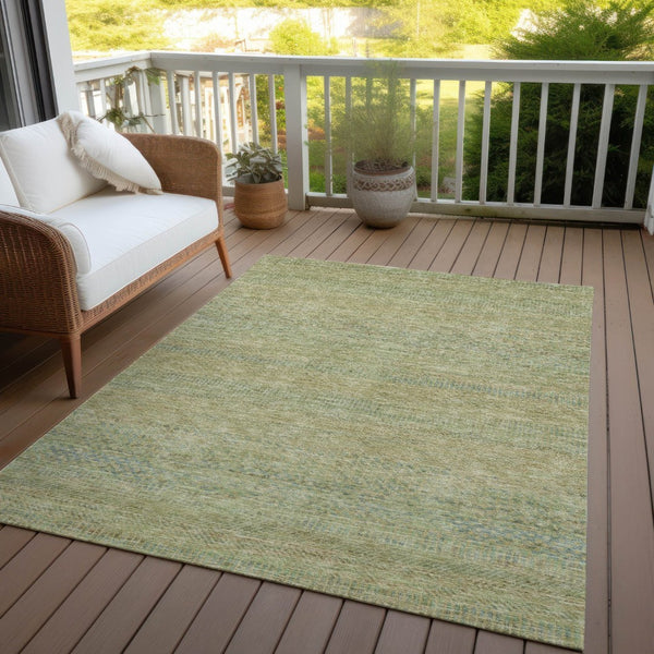 HomeRoots 9' X 12' Wheat and Sage Striped Area Rug - Durable, Washable, Versatile for Indoor and Outdoor Spaces! 615678