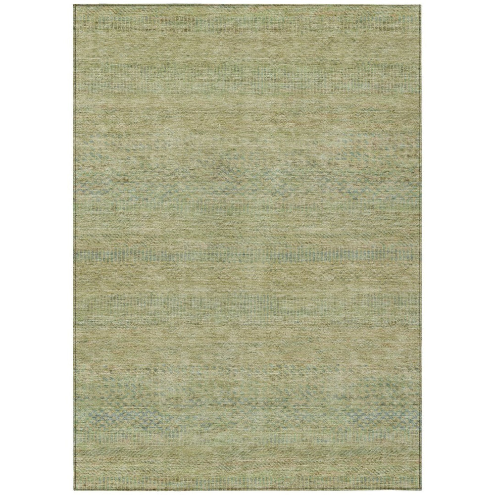 HomeRoots 9' X 12' Wheat and Sage Striped Area Rug - Durable, Washable, Versatile for Indoor and Outdoor Spaces! 615678