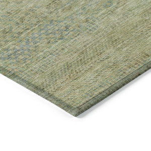 HomeRoots 9' X 12' Wheat and Sage Striped Area Rug - Durable, Washable, Versatile for Indoor and Outdoor Spaces! 615678