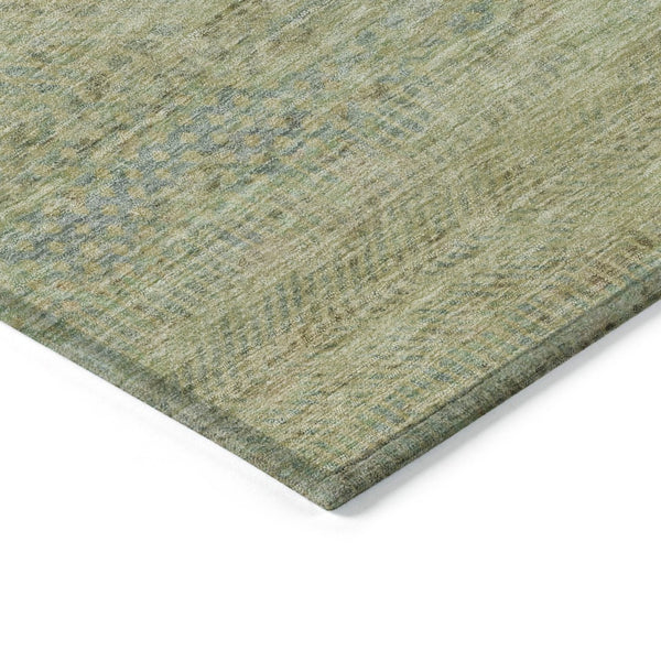 HomeRoots 9' X 12' Wheat and Sage Striped Area Rug - Durable, Washable, Versatile for Indoor and Outdoor Spaces! 615678