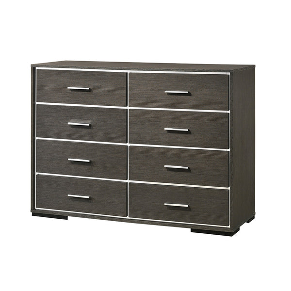 English Elm Escher Eight-Drawer Modern Oak-Style Dresser with Soft-Close Glides, Dovetail Construction, Dust-Proof Gray,Oak 60 L x 20 W x 44 H B2726P261877