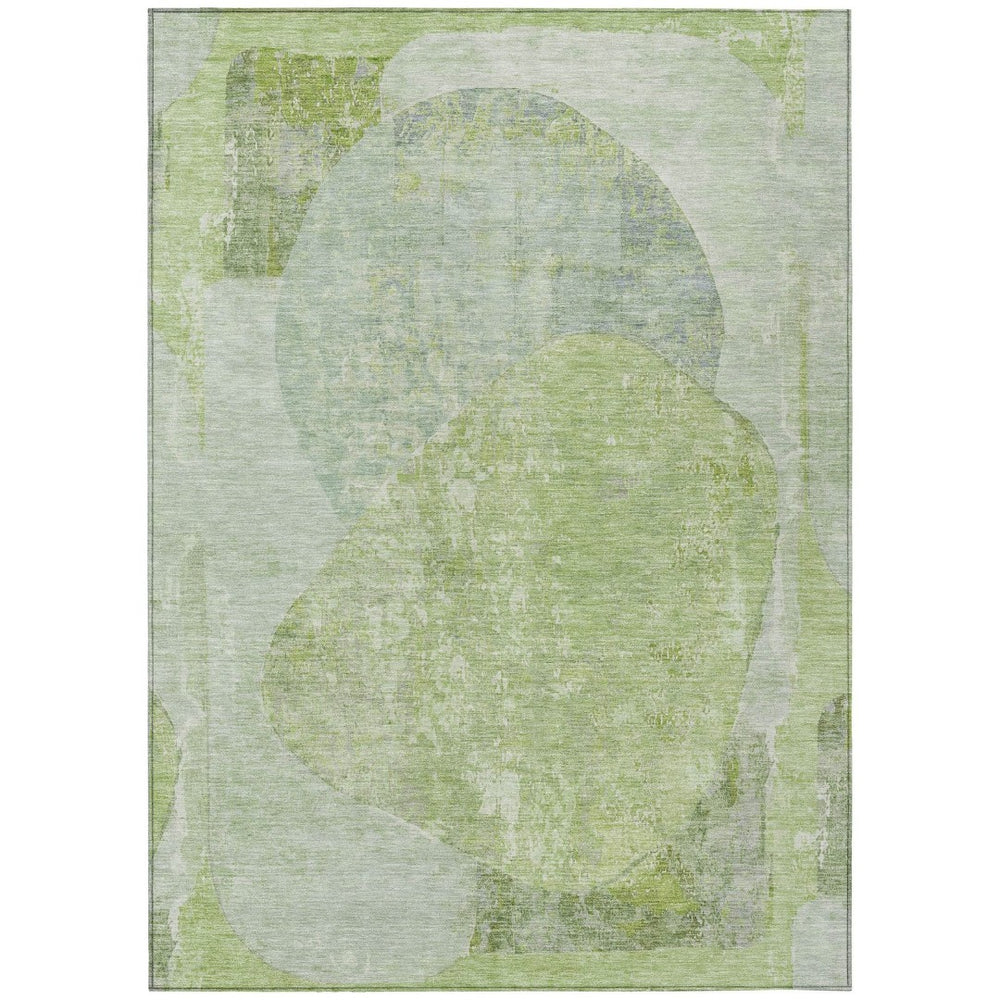 HomeRoots 5' Artichoke Green and Mint Abstract Area Rug - Washable, Durable Indoor/Outdoor Style for Your Home 9' X 12' 615684