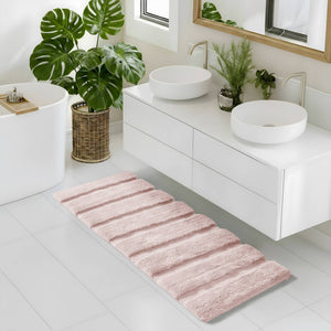 JLA Home Madison Park - Rug Madison Park Tufted Pearl Channel Bath Rug — Soft Macro-Spin Polyester, High-Low Stripe Texture, Machine Washable and Fade-Resistant Elegance Blush MP72-5113