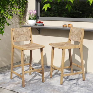 English Elm Christopher Knight Home® - Acacia Wood Outdoor Armless Barstool Set Of 2 - Light Teak Finish For Stylish Patio Seating N772P265278L
