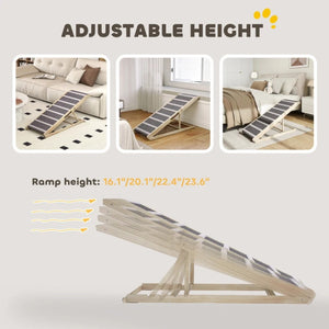 English Elm Foldable Pine Wood Pet Ramp with Carpet Surface for Dogs and Cats up to 110 Lbs T3971P503918
