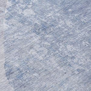 HomeRoots 5' Abstract Area Rug in Sky Blue and Denim Blue - Durable, Washable, Modern Design for Indoor/Outdoor Use 8' Round 615712