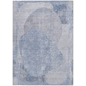 HomeRoots 5' Abstract Area Rug in Sky Blue and Denim Blue - Durable, Washable, Modern Design for Indoor/Outdoor Use 8' X 10' 615713
