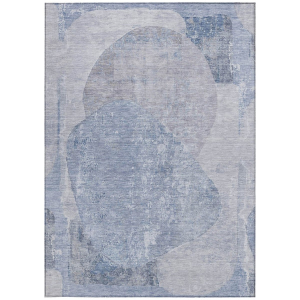 HomeRoots 5' Abstract Area Rug in Sky Blue and Denim Blue - Durable, Washable, Modern Design for Indoor/Outdoor Use 8' X 10' 615713