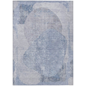 HomeRoots 5' Abstract Area Rug in Sky Blue and Denim Blue - Durable, Washable, Modern Design for Indoor/Outdoor Use 9' X 12' 615714