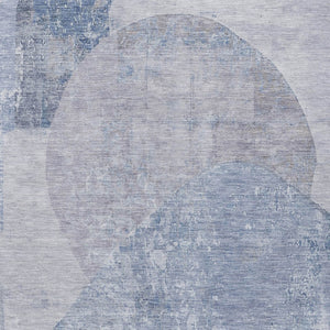 HomeRoots 5' Abstract Area Rug in Sky Blue and Denim Blue - Durable, Washable, Modern Design for Indoor/Outdoor Use 9' X 12' 615714
