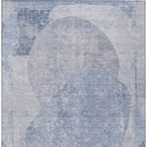 HomeRoots 5' Abstract Area Rug in Sky Blue and Denim Blue - Durable, Washable, Modern Design for Indoor/Outdoor Use 10' X 14' 615715