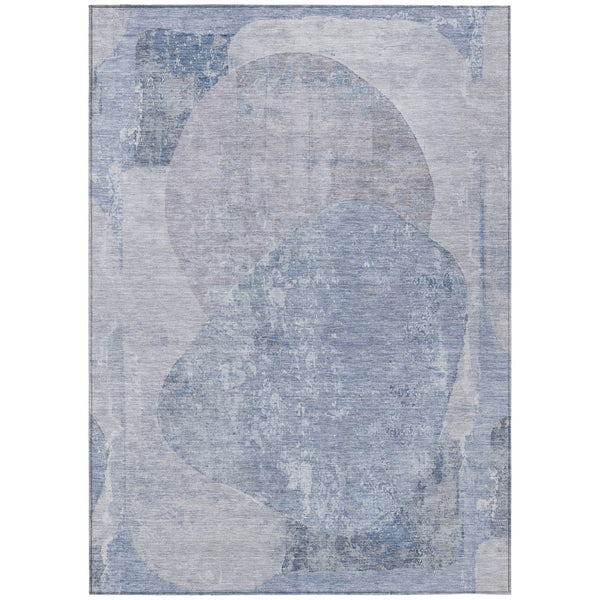 HomeRoots 5' Abstract Area Rug in Sky Blue and Denim Blue - Durable, Washable, Modern Design for Indoor/Outdoor Use 10' X 14' 615715
