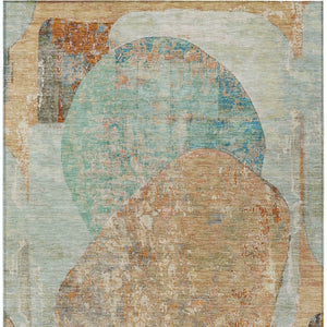 HomeRoots 5' Stylish Teal Blue & Copper Abstract Area Rug - Durable, Machine Washable for Indoor & Outdoor Use 8' X 10' 615719